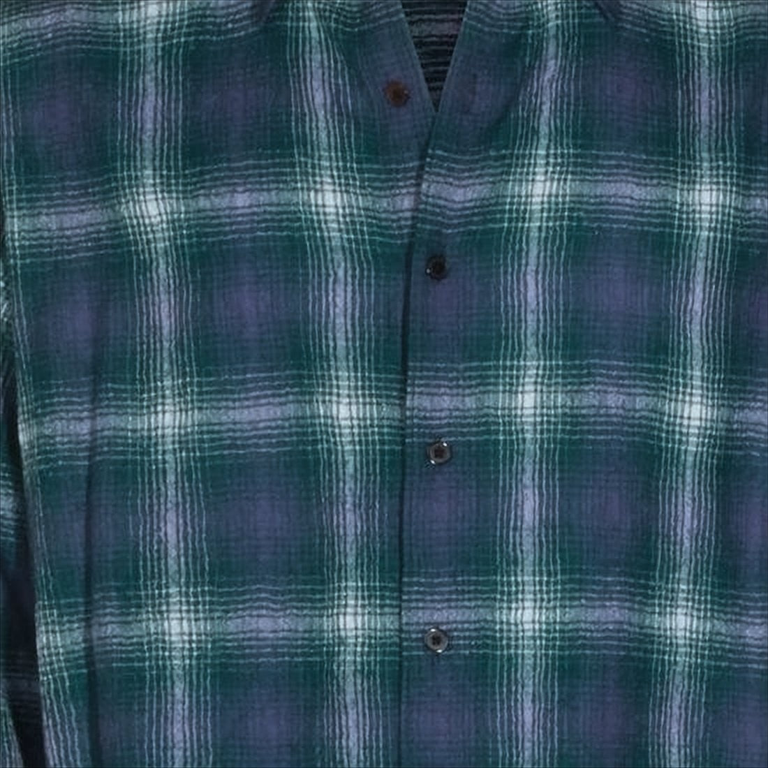 Auralee Plaid Long-Sleeve Wool Shirt With Button-Down Front