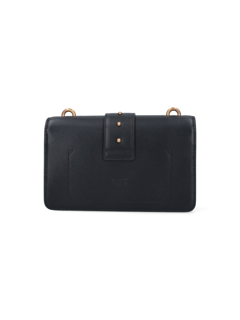 Pinko Black Love One Flap Leather Bag
