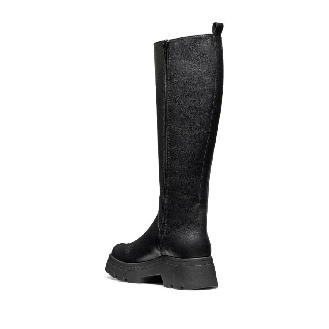 Geox Black Pluette Tall Flat Side Zipper Boots