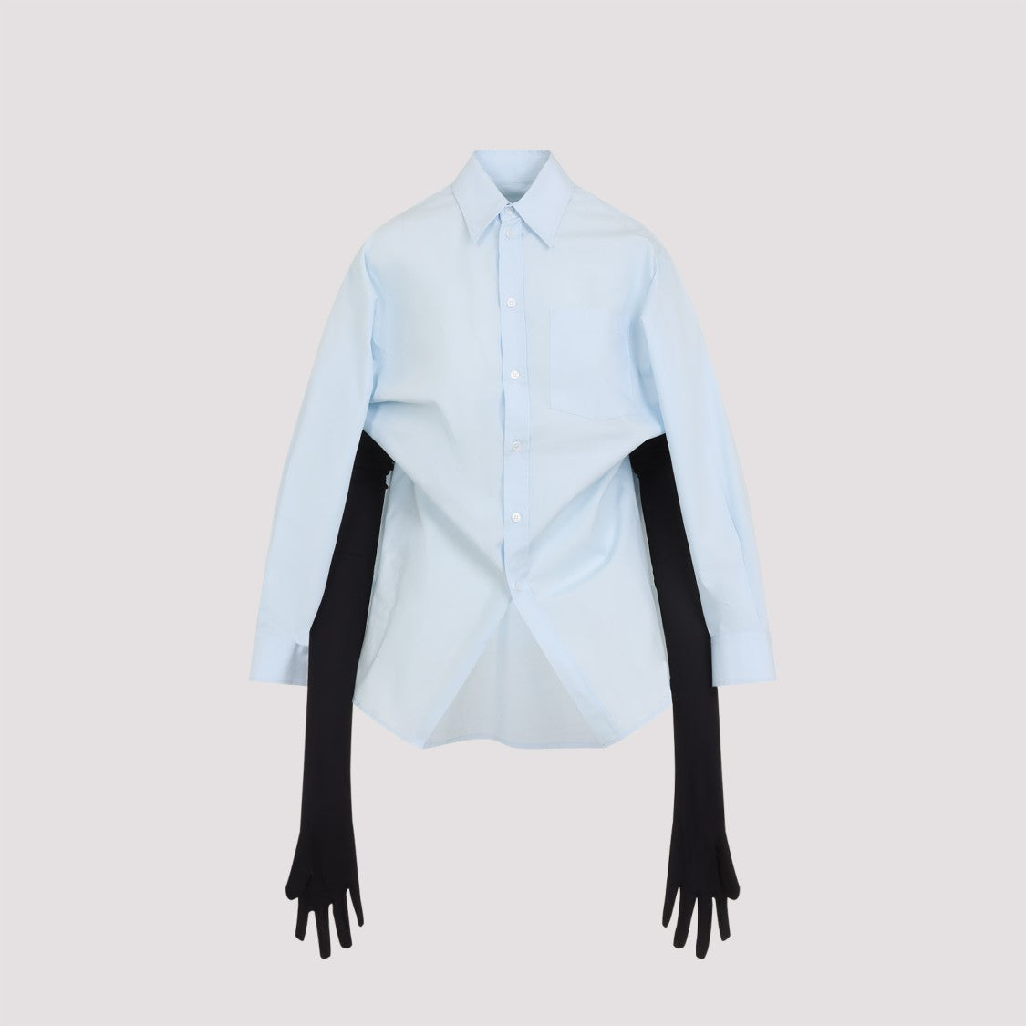 Mm6 By Maison Margiela Light Blue Cotton Shirt With Avant-Garde Belt Detail