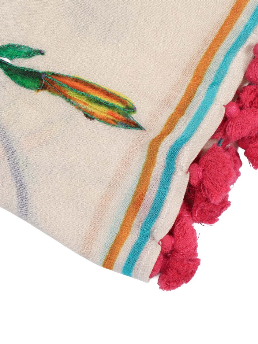 Faliero Sarti Simpaty Floral Pom Pom Scarf