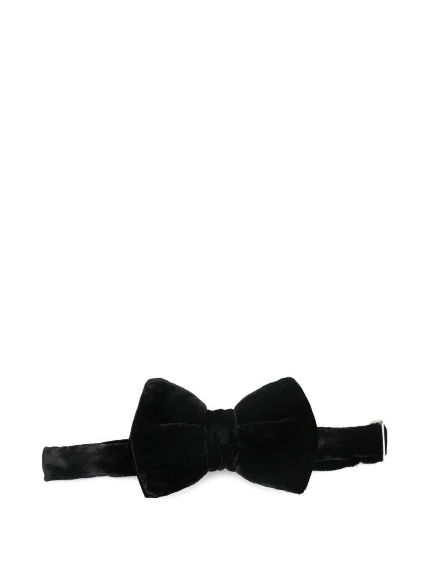 Emporio Armani Black Bow Tie In Silk Blend Chenille