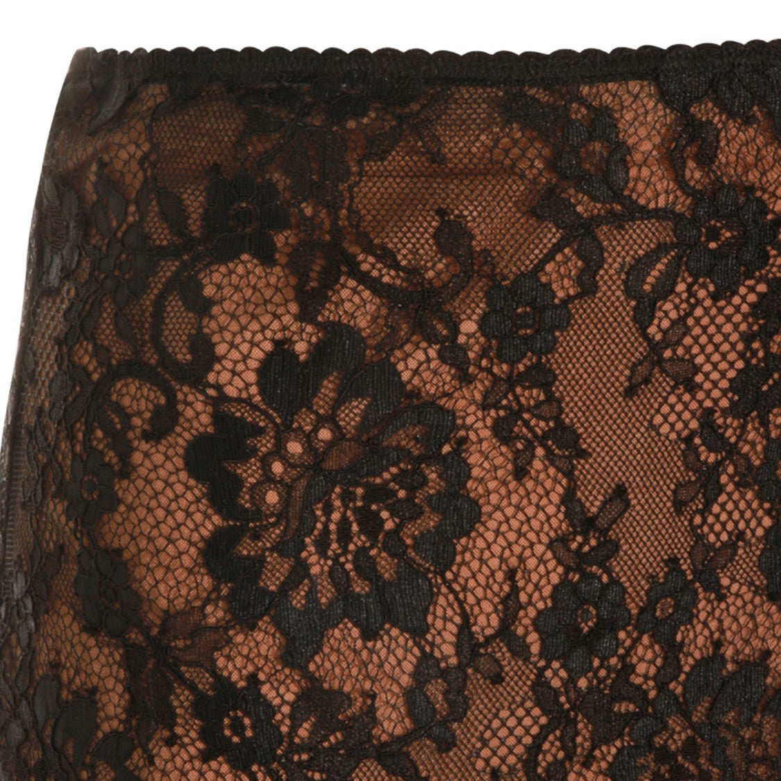 Self-Portrait High-Waist Black Lace Maxi Skirt With Scalloped Hem