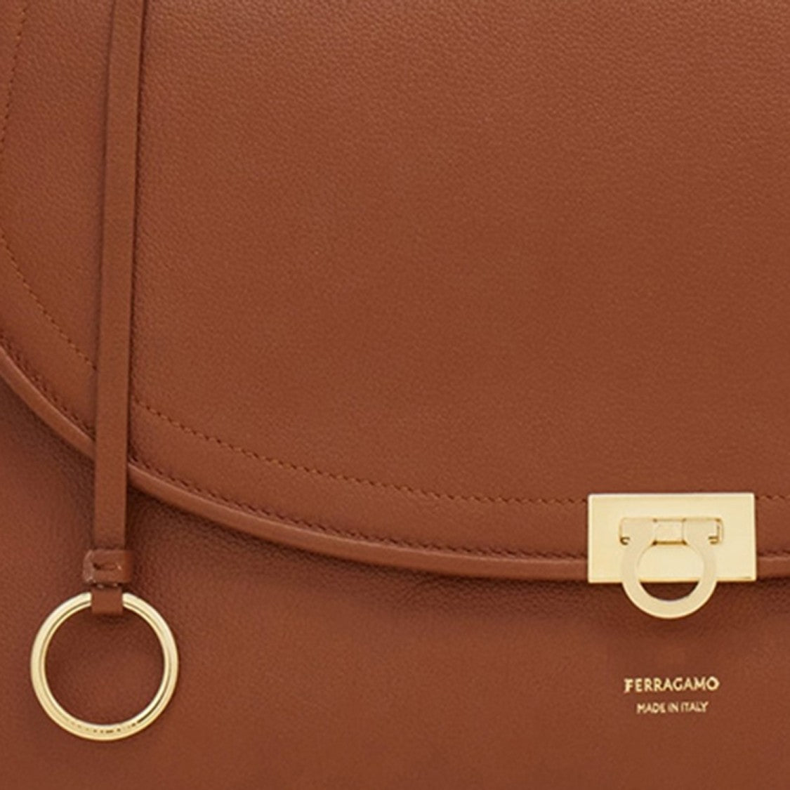 Salvatore Ferragamo Embossed Leather Shoulder Bag With Hook-And-Eye Closure