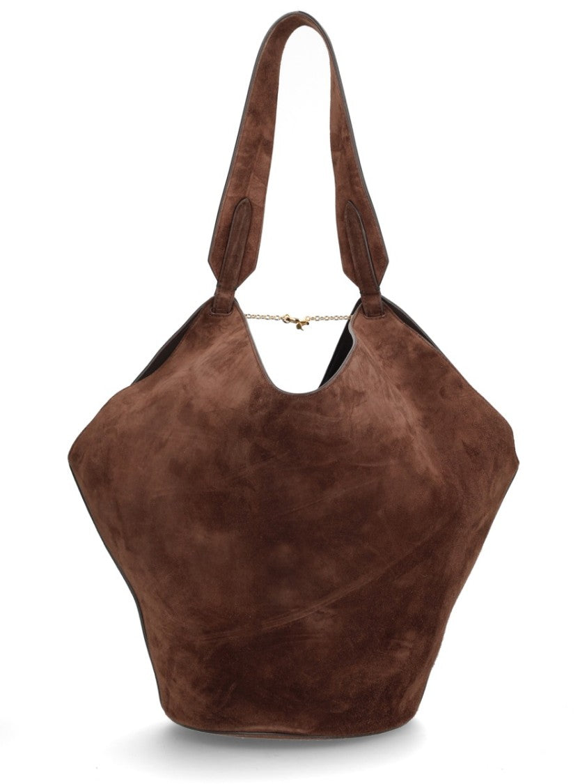 Khaite Brown Angular Calf Leather Tote Bag