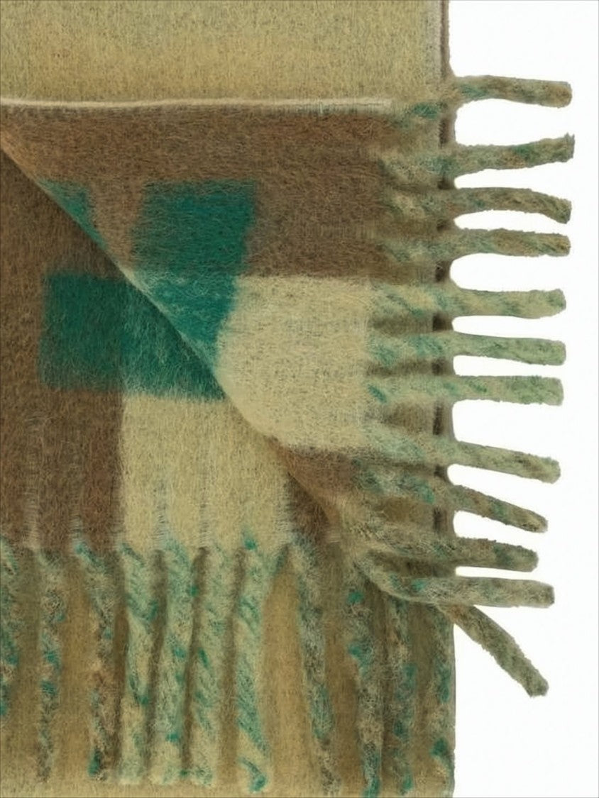 Marni Soft Rectangular Scarf With Vertical Stripes And Fringed Ends