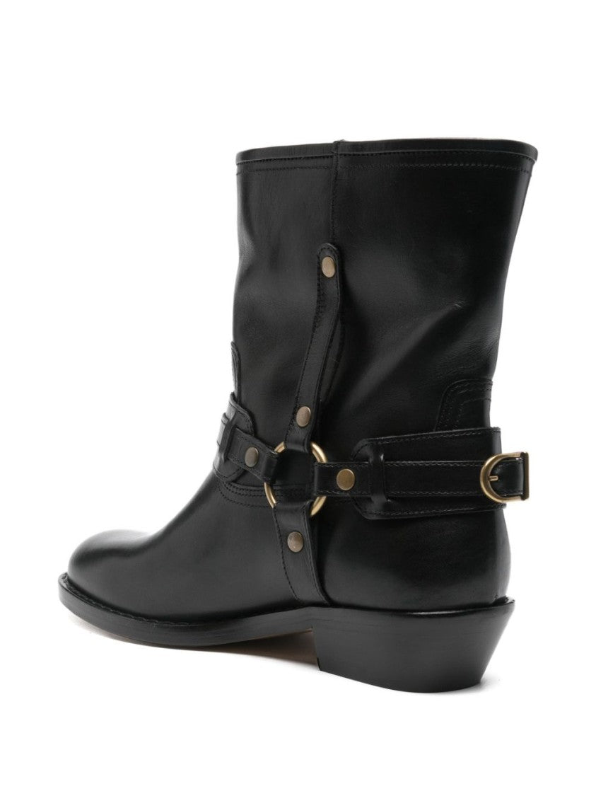 Isabel Marant Black Ankle Boots With Decorative Straps