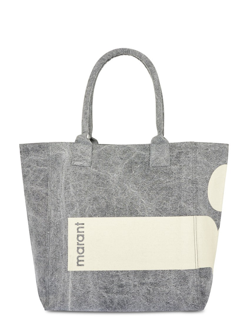 Isabel Marant Textured Cotton Tote Bag With Graphic Detail