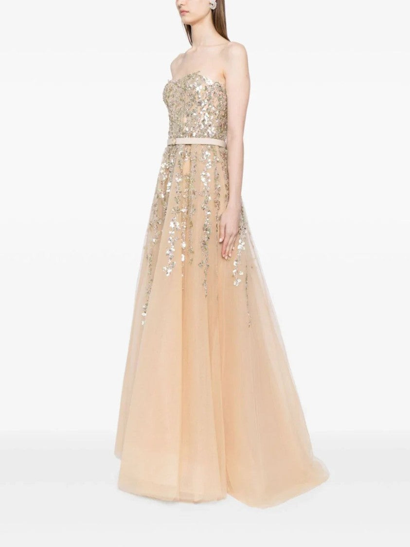 Saiid Kobeisy Tulle Stapless Dress With A Dotted Beading