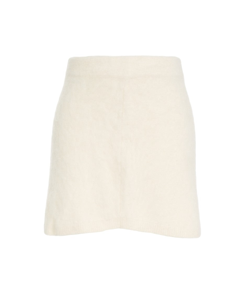Soft Goat Alpaca Blend Mini Skirt With High Waist