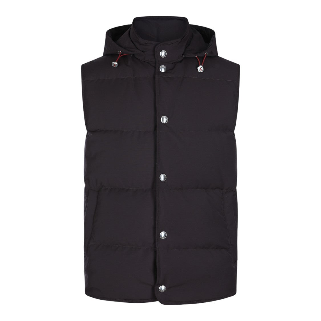 Eleventy Sleeveless Padded Vest With High Collar And Adjustable Hood