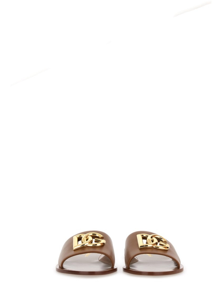 Dolce & Gabbana Leather Slide Sandals