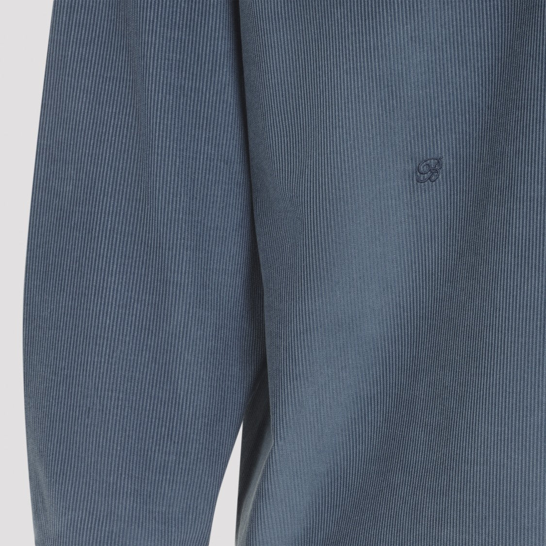 Berluti Blue Cotton Corduroy Shirt With Monogram Embroidery