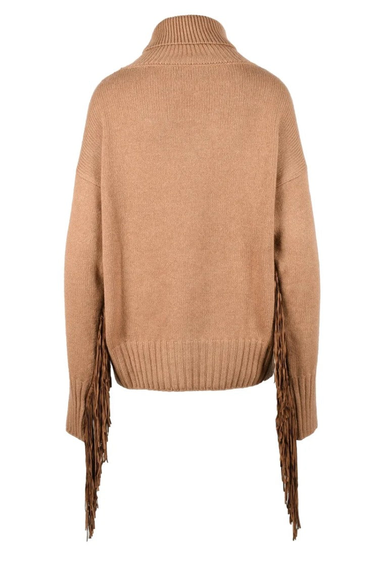 Snobby Sheep Wool And Cashmere Sweater With Fringes - Beige