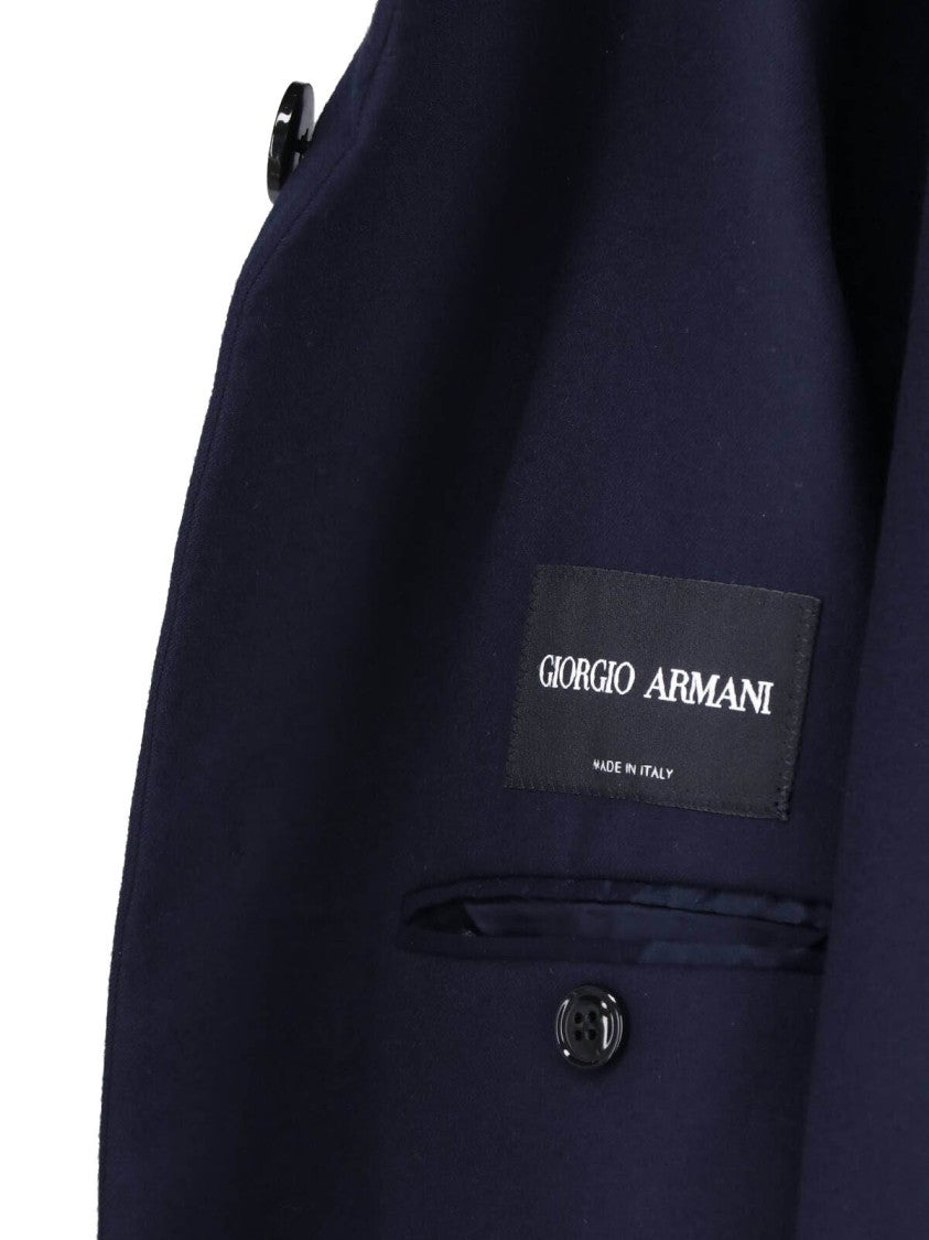 Giorgio Armani Blue Virgin Wool Single-Breasted Blazer