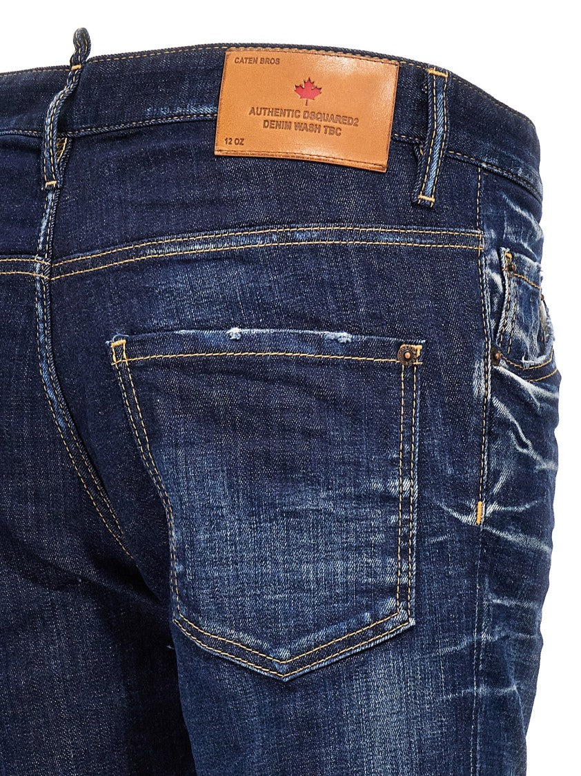 Dsquared2 Used-Effect Cotton Denim Skater Jeans