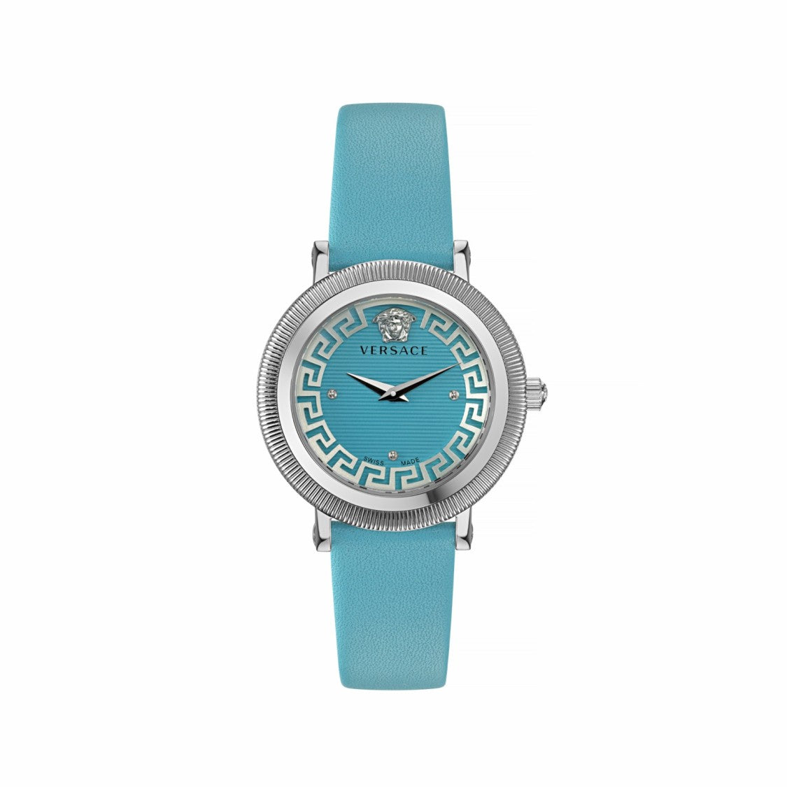 Versace Quartz Timepiece With Greca Motif And Medusa Detail
