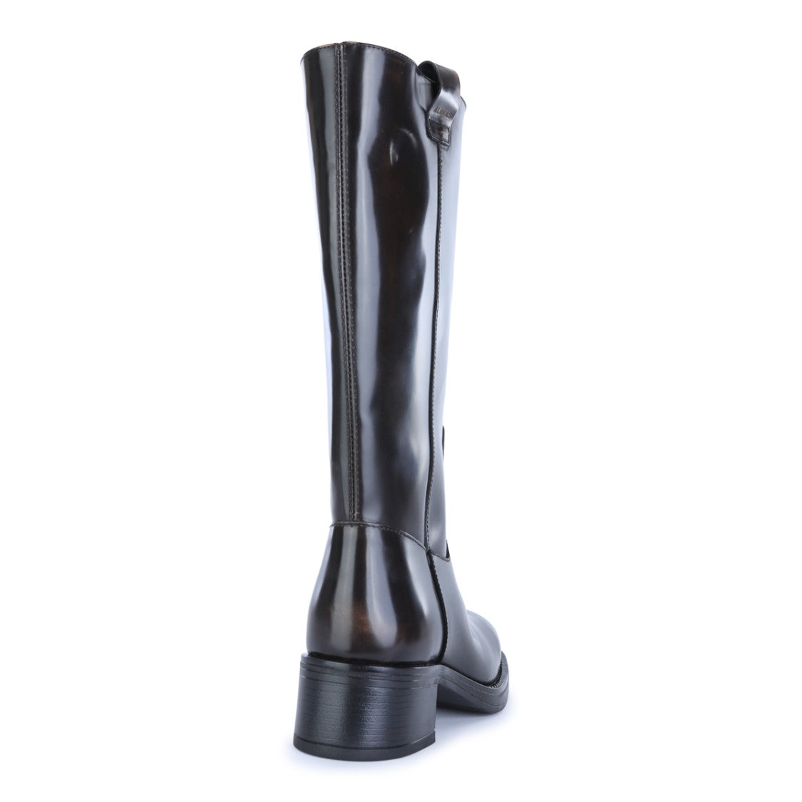 Alohas Brown Square Toe Block Heel Wide-Leg Boots