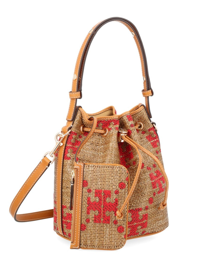Tory Burch T Monogram Red Woven Shoulder Bag