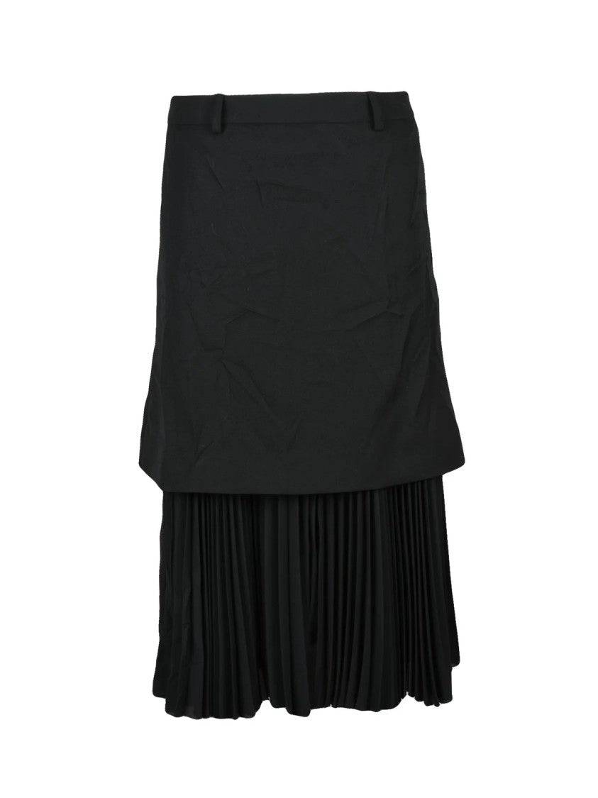 Balenciaga Pleated Midi Skirt With Layered Design And Structured Silhouette