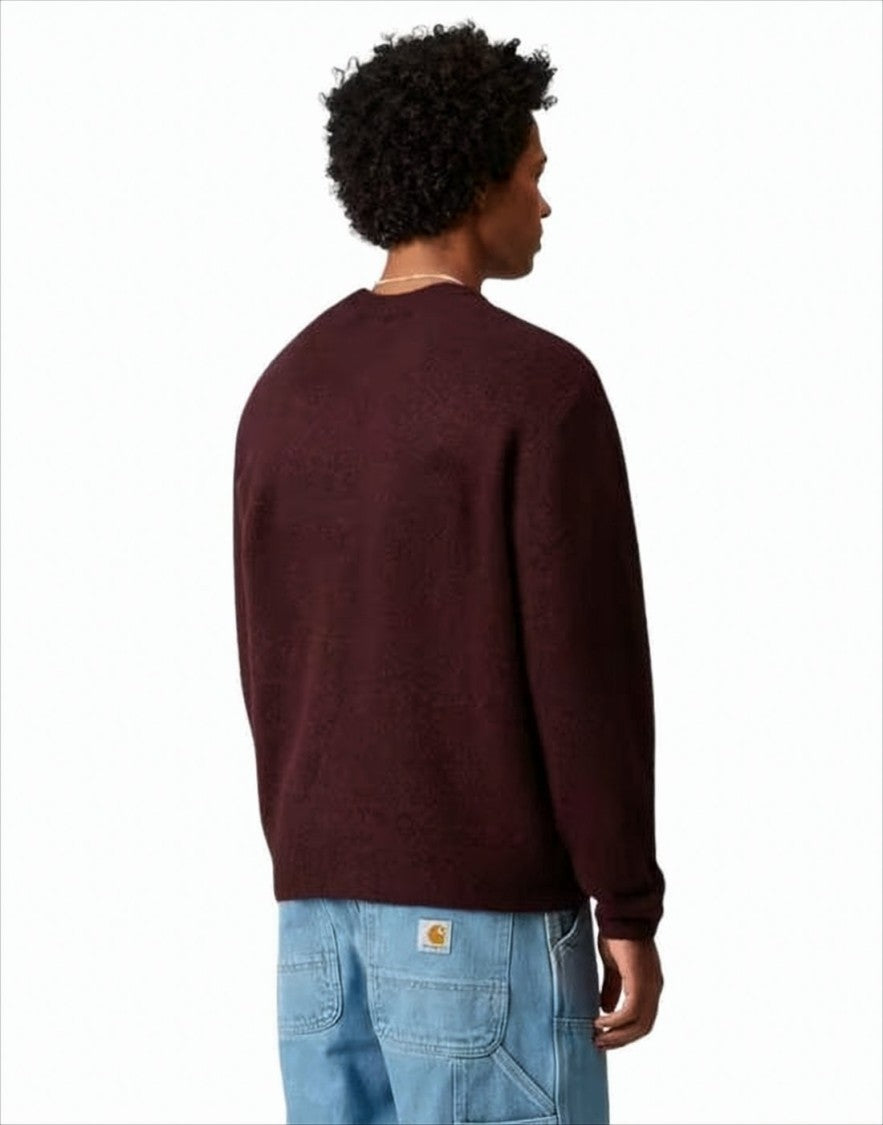 Carhartt Wip Cream Script Logo Knit Sweater In Rich Burgundy