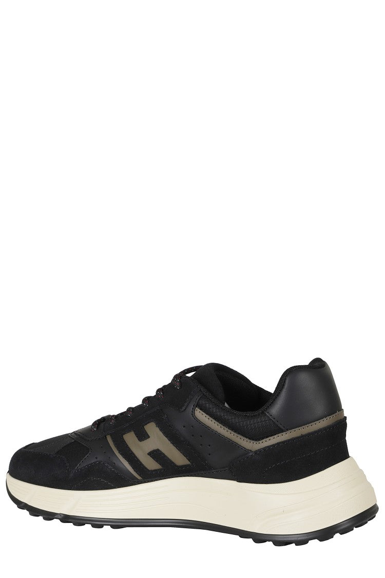 Hogan Black Hyperlight Smooth Leather Suede Rubber Sole Sneakers