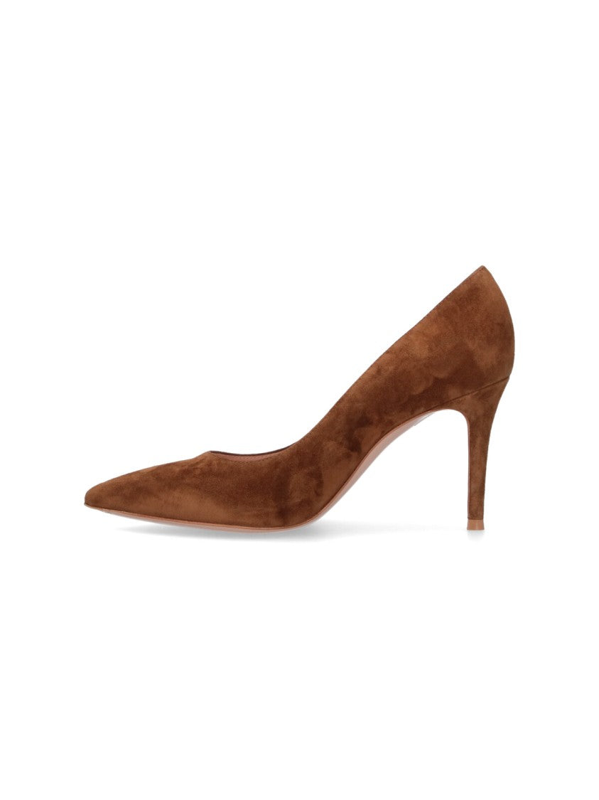 Gianvito Rossi Pointed-Toe Suede Stiletto Pumps With Leather Sole