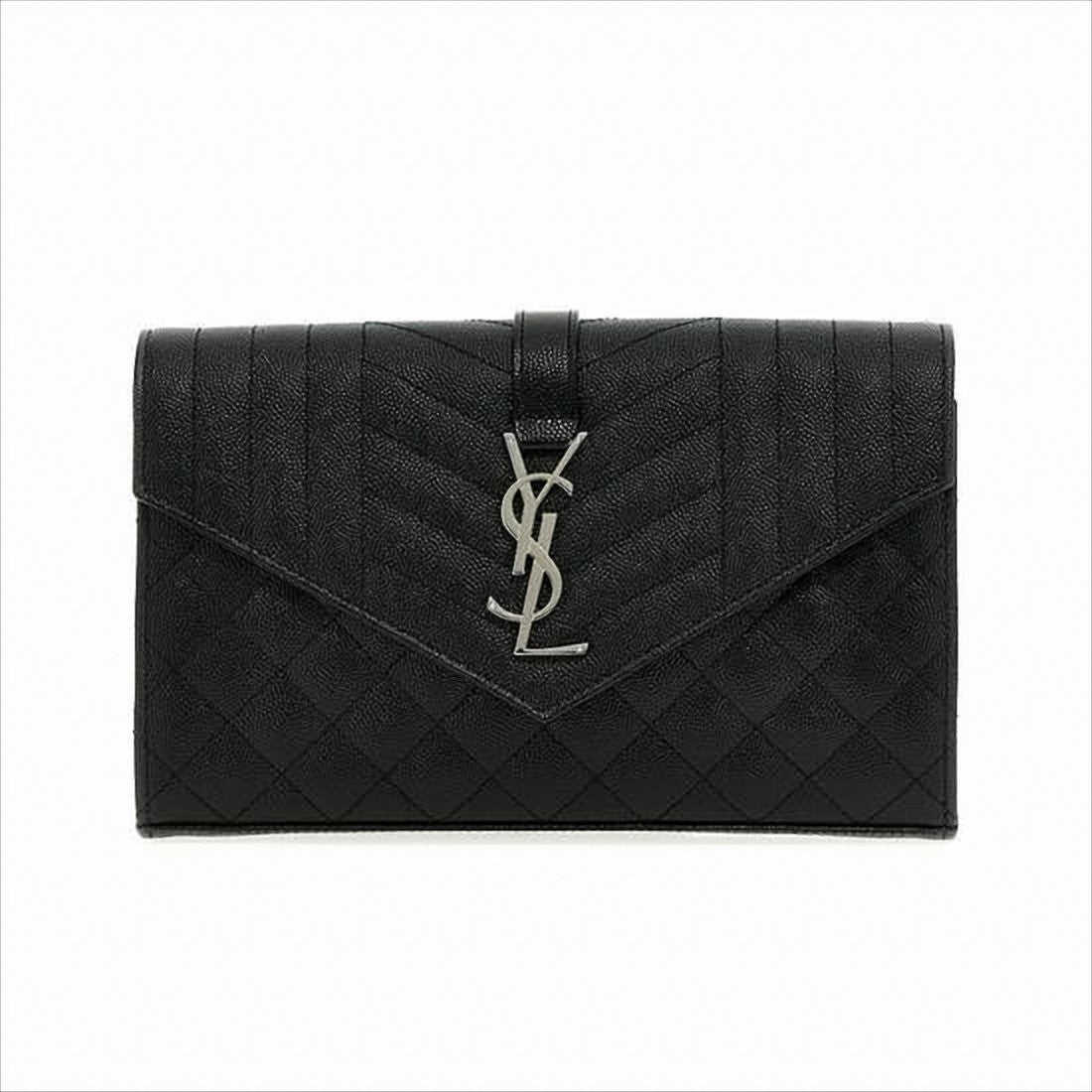 Saint Laurent Textured Cowhide Leather Shoulder Bag With Chevron Pattern
