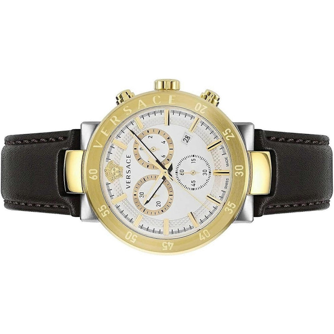 Versace Urban Mystique Chronograph Watch With Gold-Tone Bezel And Swiss Movement