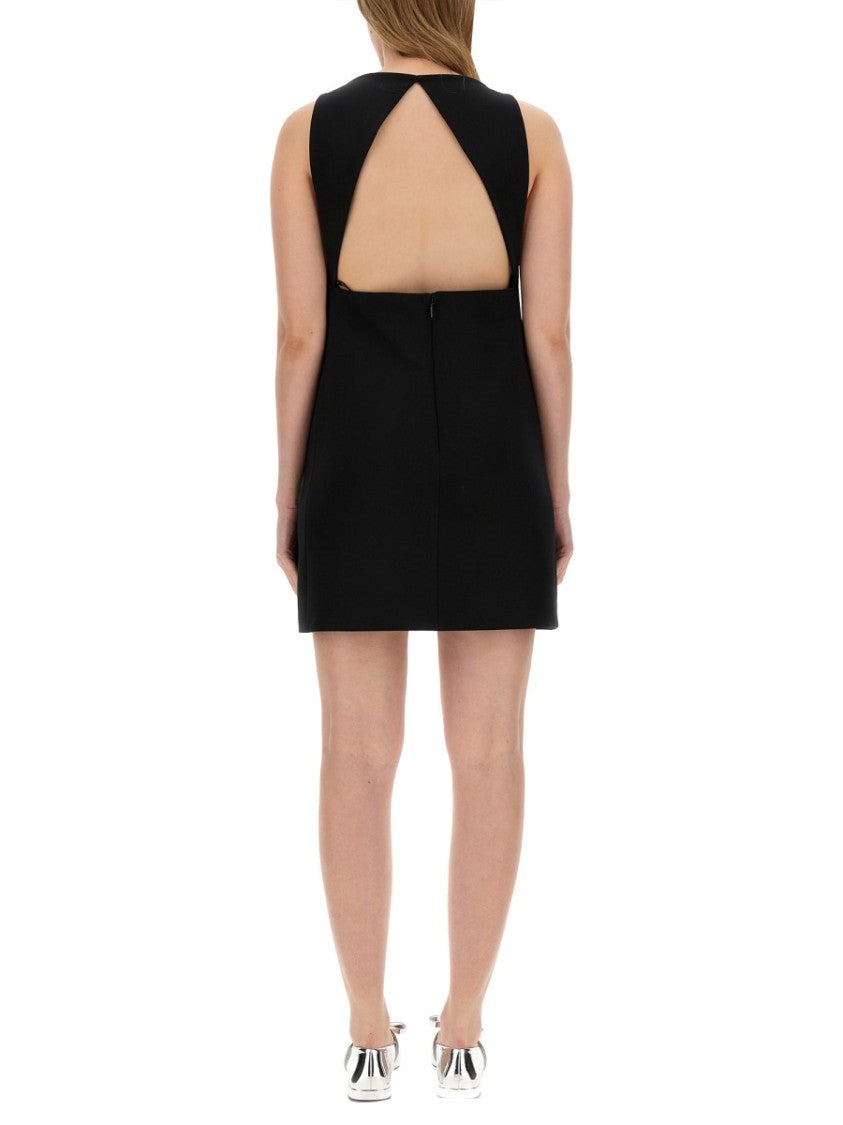 Versace Wool Blend Straight Mini Dress With Cut-Out