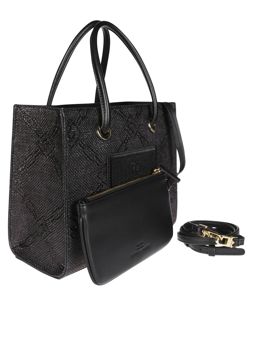 Elisabetta Franchi Structured Textured Handbag With Gold-Tone Details