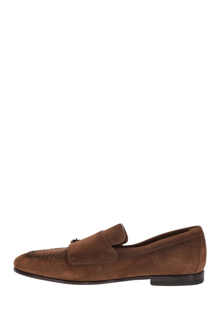 Santoni Carlos Nabuck Double-Buckle Moccasins