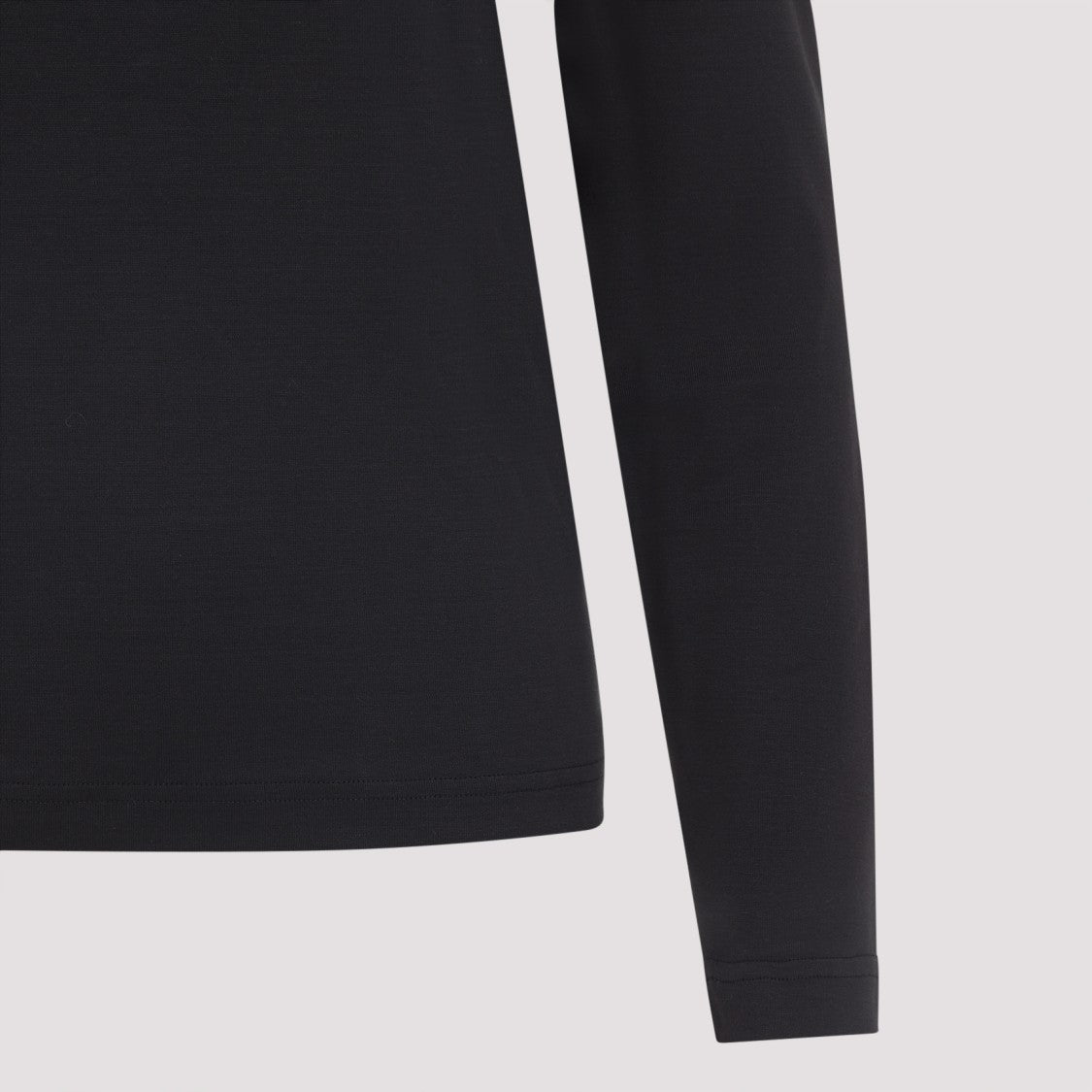 Lemaire Rib Long Sleeve Black Cotton T-Shirt