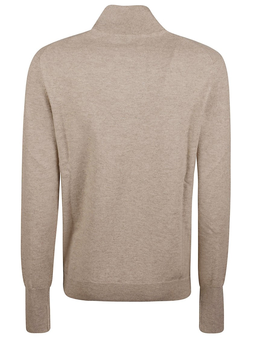 Ballantyne Half-Zip High-Collar Ribbed Cashmere Sweater