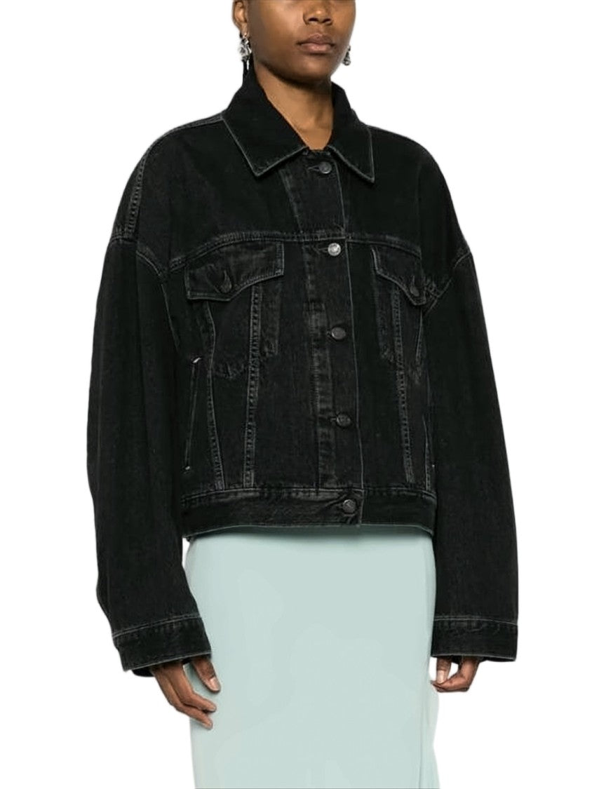 Acne Studios Black Oversized Denim Jacket With Button-Up Front