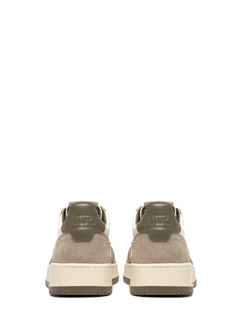 Autry Low-Top Sneakers With Leather And Suede Panels In Covert Green
