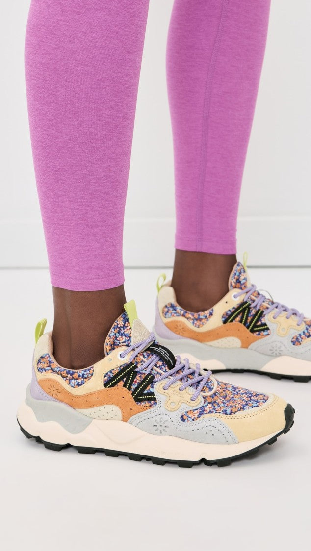 Flower Mountain Floral-Patterned Sneakers With Suede Overlays And Innovative Textures