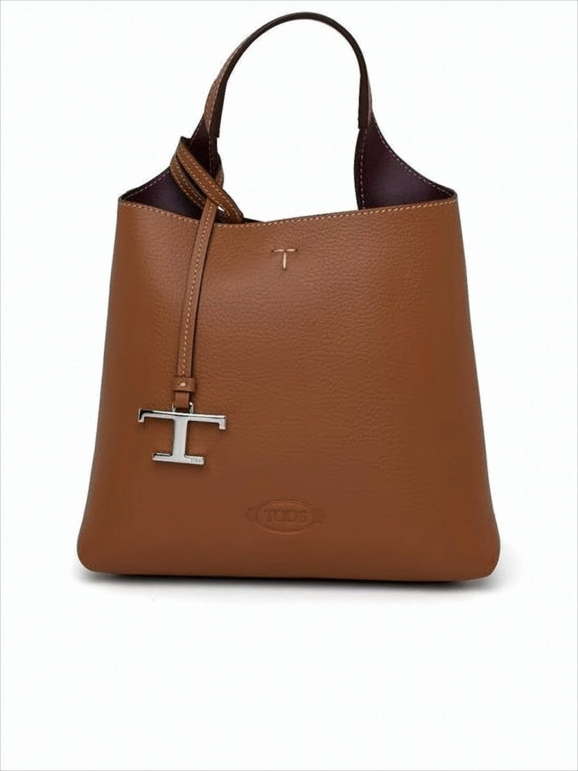 Tod's Structured Brown Calf Leather Tote Bag