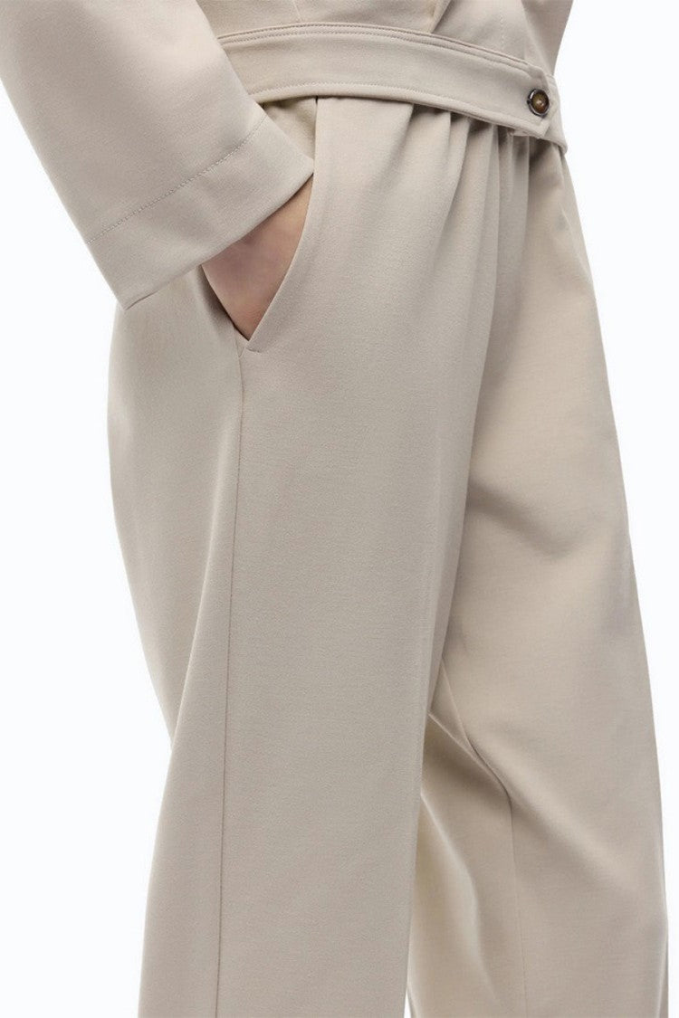 Pinko Beige Elastic-Waist Pleated Trousers