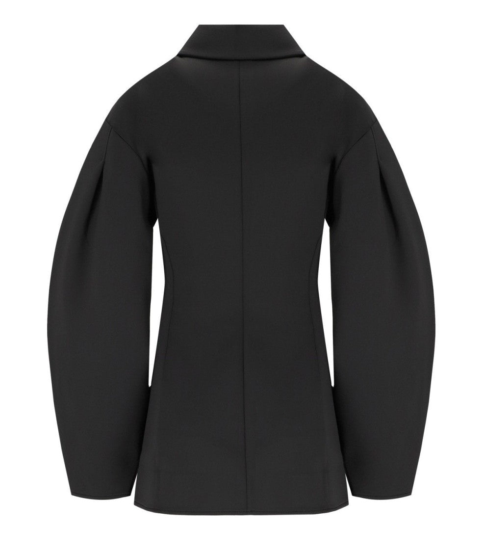 Ganni Black Single-Breasted Scuba Blazer