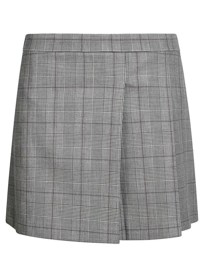 Pinko Giunco Wool-Blend Plaid Lace Mini Skirt