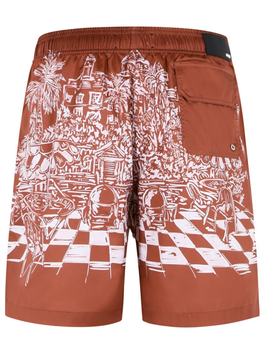 Amiri Terracotta Polyester Swimsuit