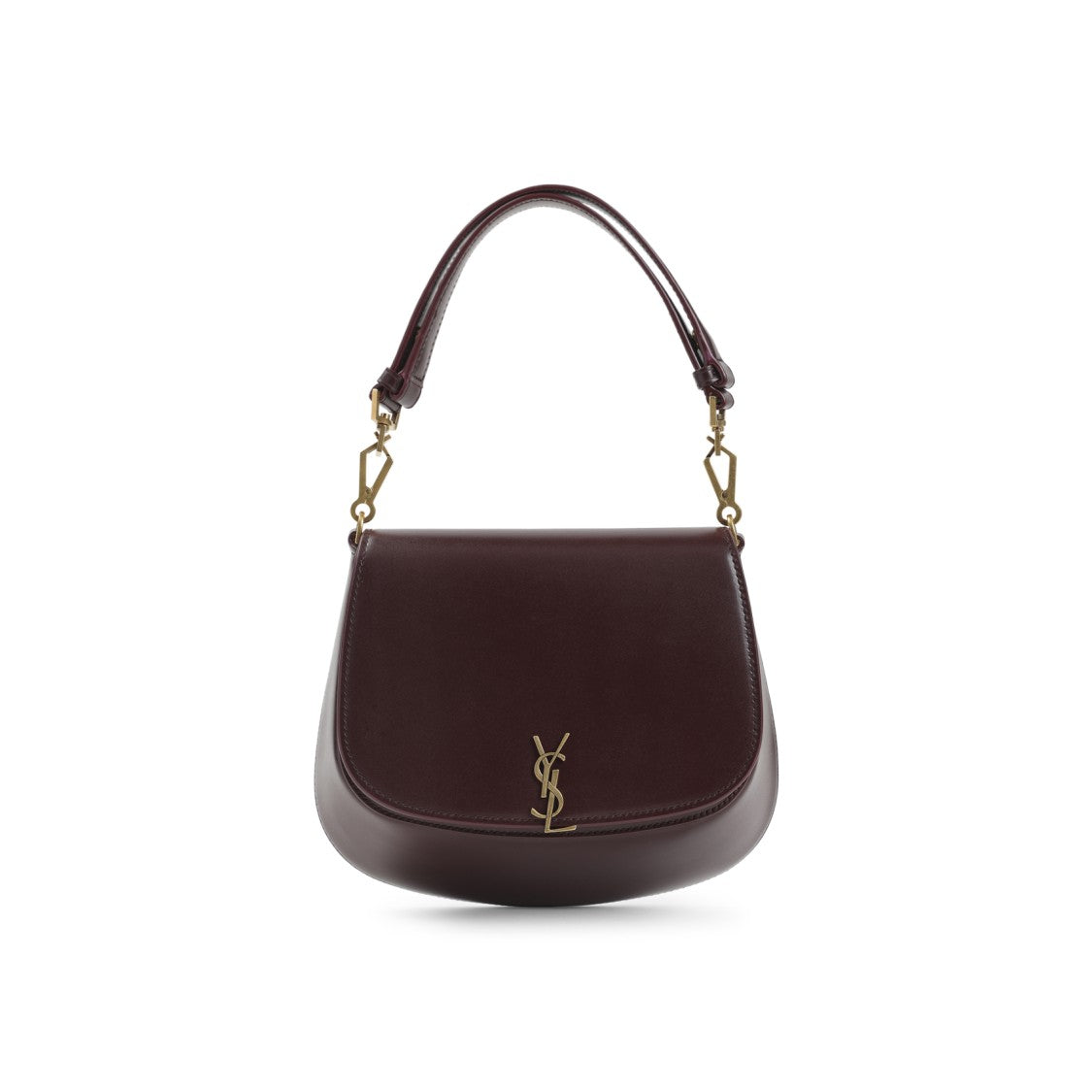 Saint Laurent Burgundy Leather Shoulder Bag With Signature Logo Emblem