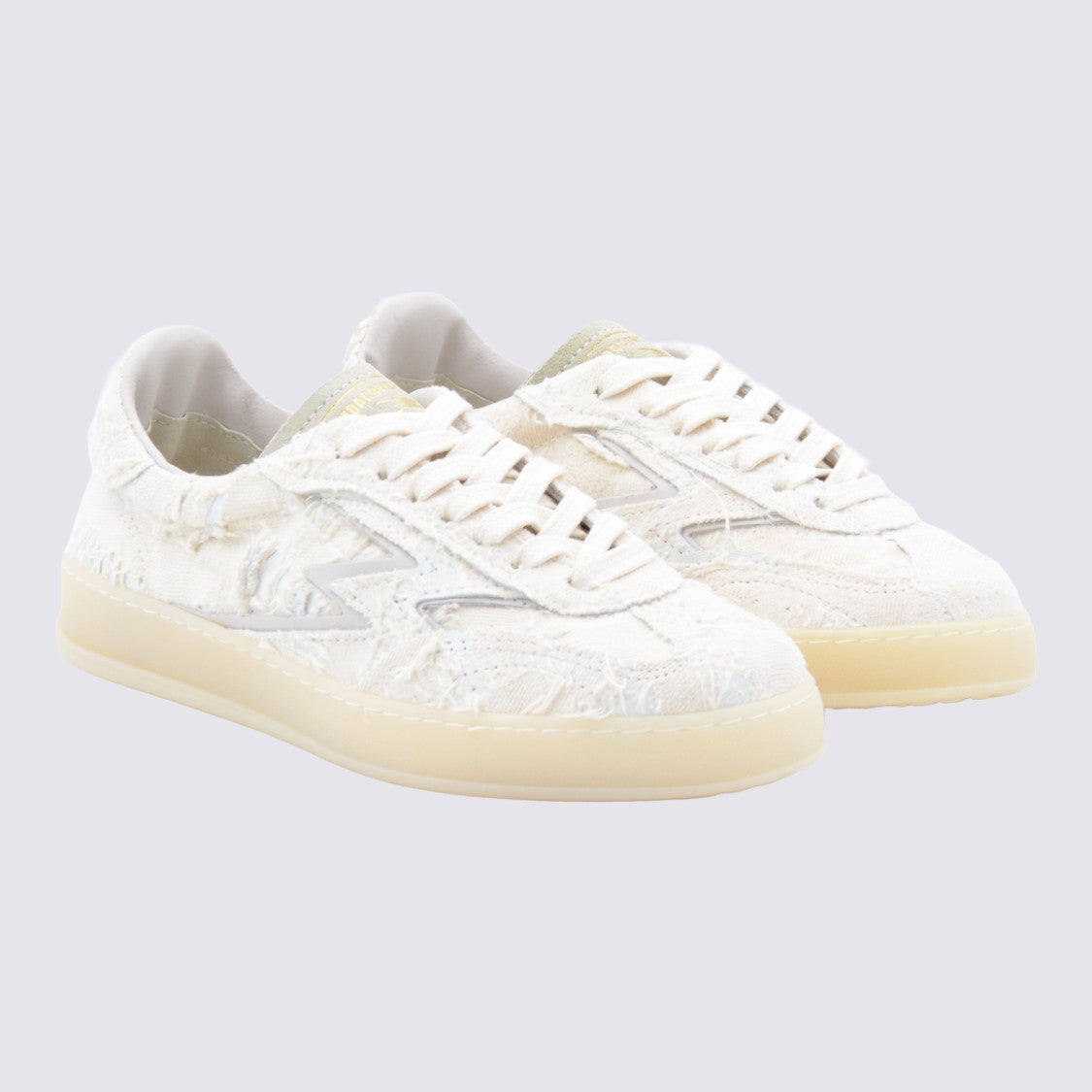 Moaconcept White Sneakers From Moaconcept Featuring Round Toe, Cotton Laces Fastening, Details And Flat Sole.