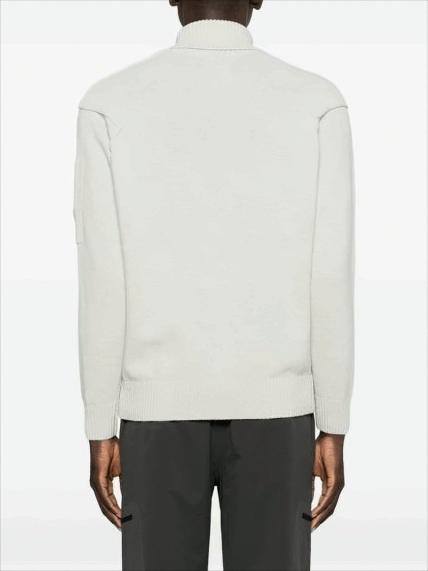 C.P. Company Ribbed Knit Turtleneck Sweater With Folded Collar And Distinctive Sleeve Patch
