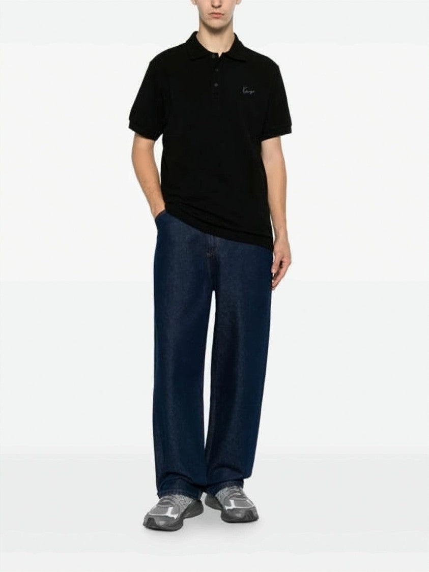 Kenzo Kenzo Signature Embroidered Slim Cotton Polo Shirt