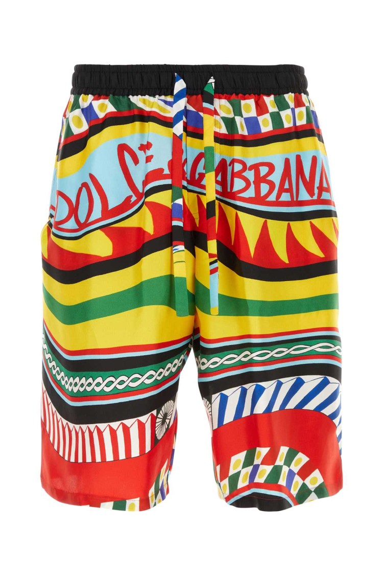 Dolce & Gabbana Printed Satin Bermuda Shorts