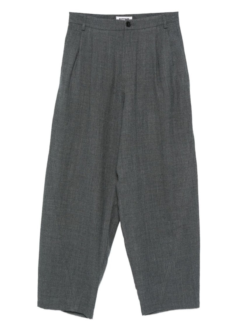 Darkpark High-Waisted Grey Wide-Leg Trousers With Pleated Front