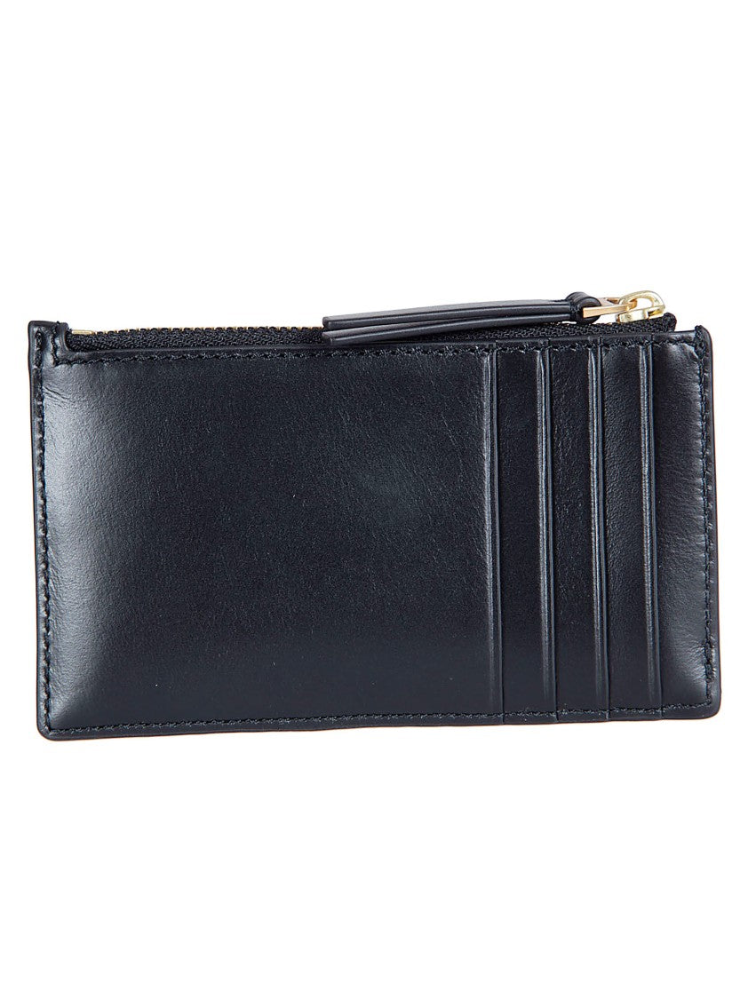 Tory Burch Rectangular Black Leather Wallet With Zip Closure And Double T Emblem