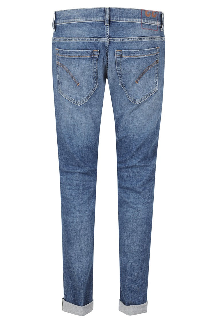 Dondup Medium Blue George Metal Logo Skinny-Fit Cotton Jeans